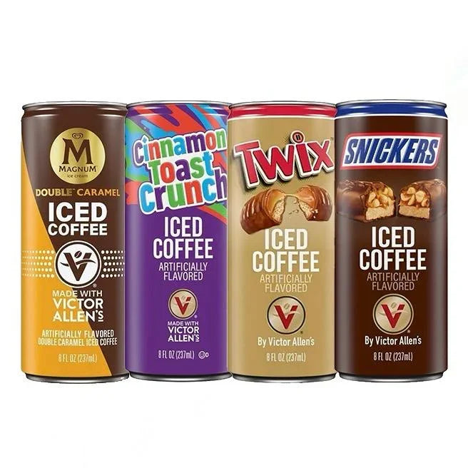Victor Allen's Limited Edition Iced Coffee 4ct Bundle Snickers Cinnamon Toast Crunch Twix & Magnum Double Caramel Caffeinated Happiness